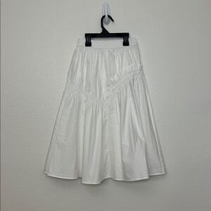 Zara girl 11-12 white Ankle Midi skirt with rushing gather accents